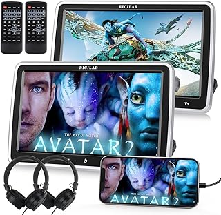 10.1" Dual Screen DVD Players for Car,Portable Car TV with Noise-Canceling Headphones,Support USB/SD, HDMI Input, 1080P MP4 Movies, Last Memory, Best Entertainment for Kids During Road Trip