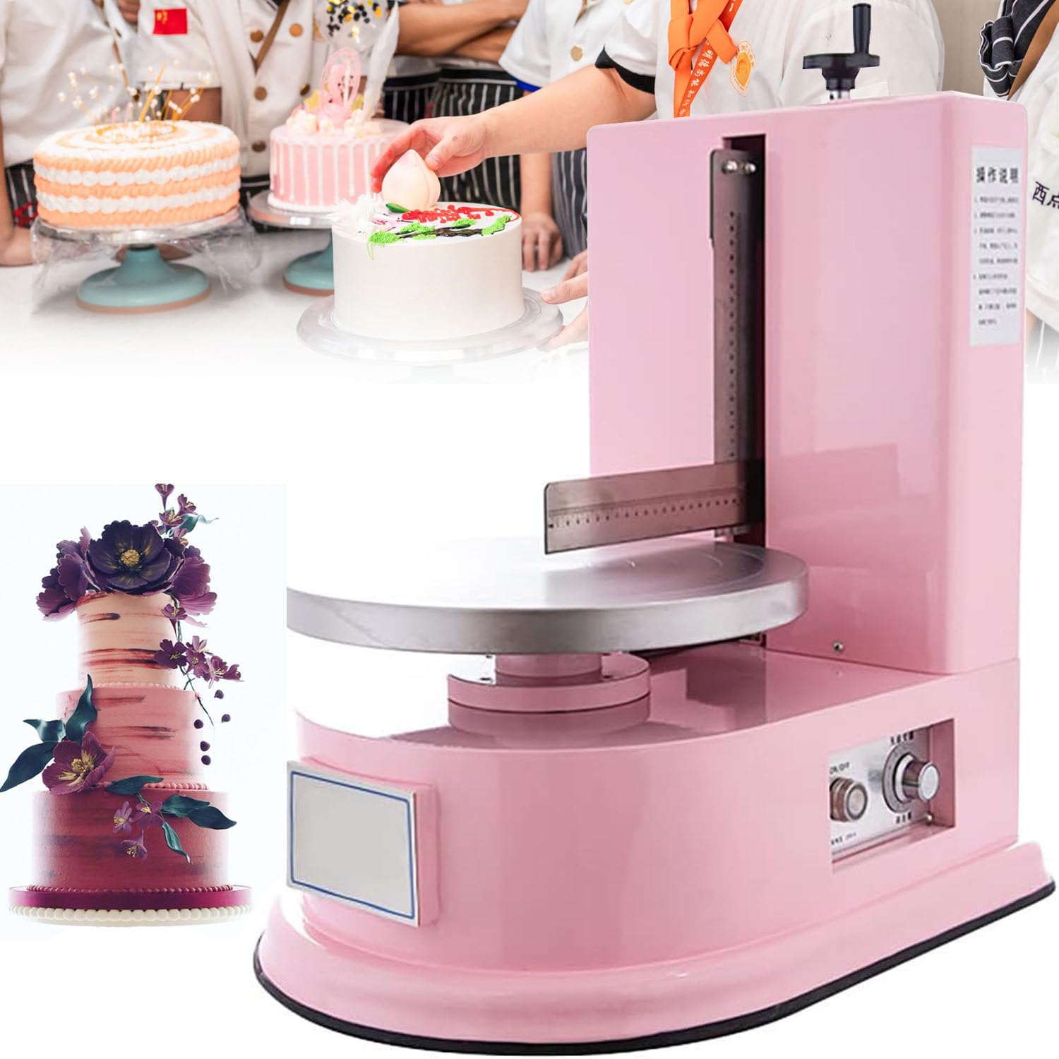 Backen Geburtstag Kuchen Werkzeuge Automatische Geburtstag Kuchen Glätten Beschichtung Maschine Kuchen Verputzen Creme Beschichtung Füllmaschine,Pink