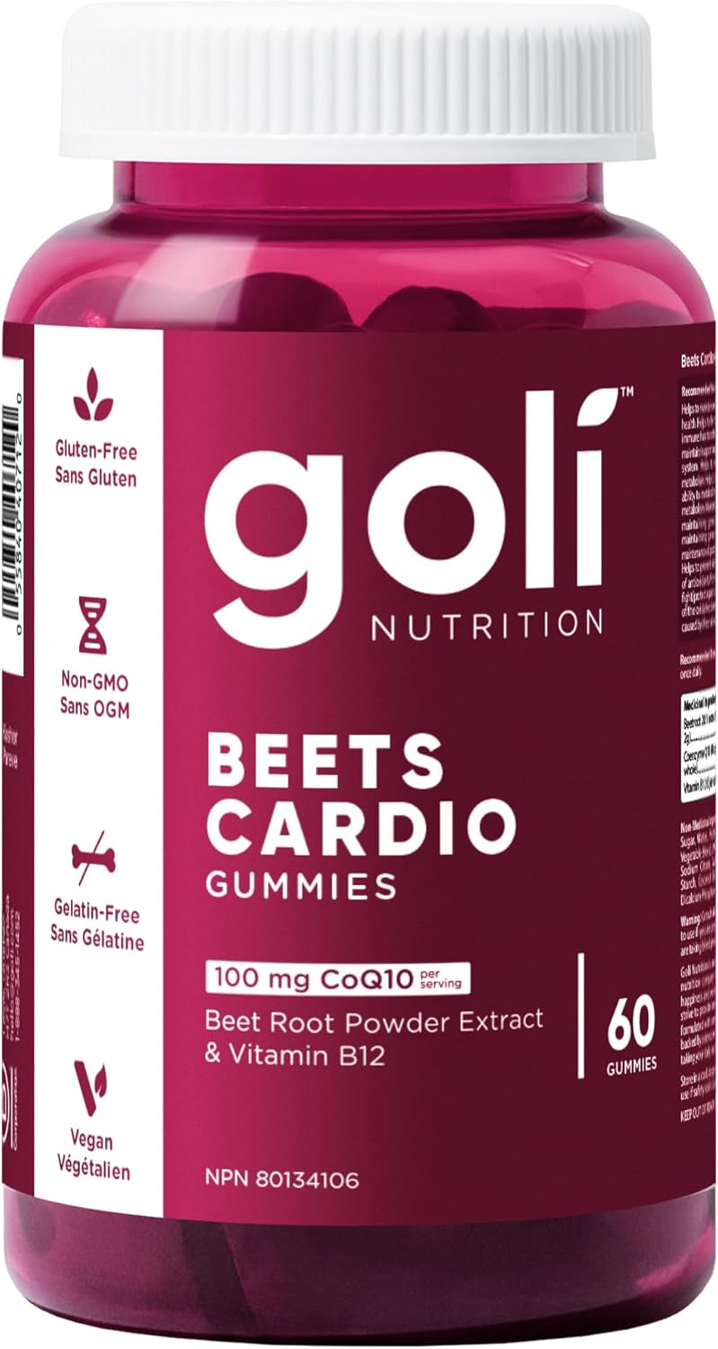 Goli Beets Cardio & B12 Gummies | Heart & Energy Support | CoQ10, Beet Root Extract & Vitamin B12 | Vegan, Plant-Based, Non-GMO, Gluten-Free & Gelatin-Free | 60 Count