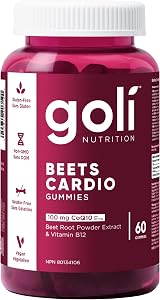 Goli Beets Cardio & B12 Gummies | Heart & Energy Support | CoQ10, Beet Root Extract & Vitamin B12 | Vegan, Plant-Based, Non-GMO, Gluten-Free & Gelatin-Free | 60 Count