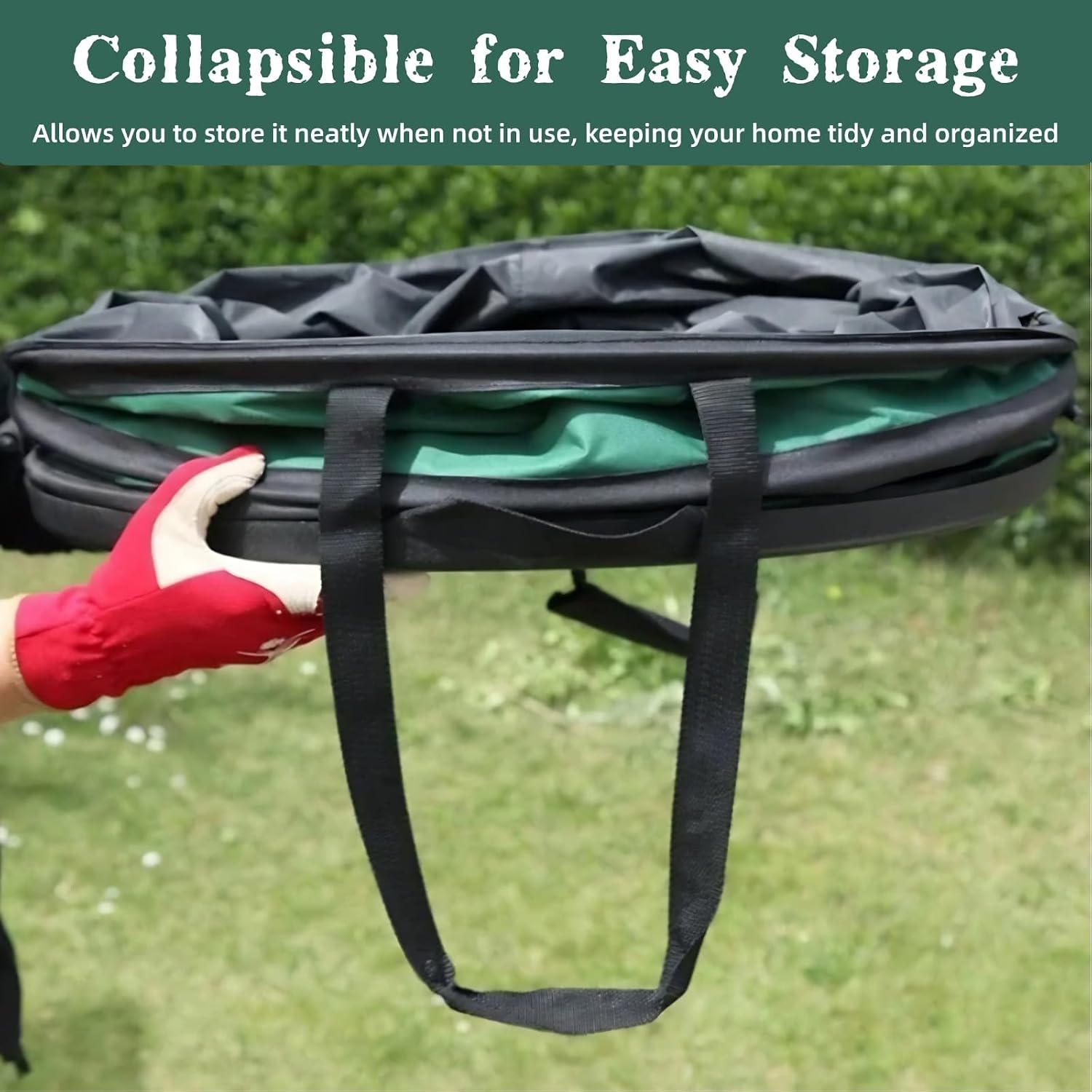 44 Gallon Collapsible Yard Waste Containers | Heavy Duty Hardshell Bottom, Pop-Up Design, Reusable Garden Waste Bags, With Handles, For Camping Leaf Debris Recycling