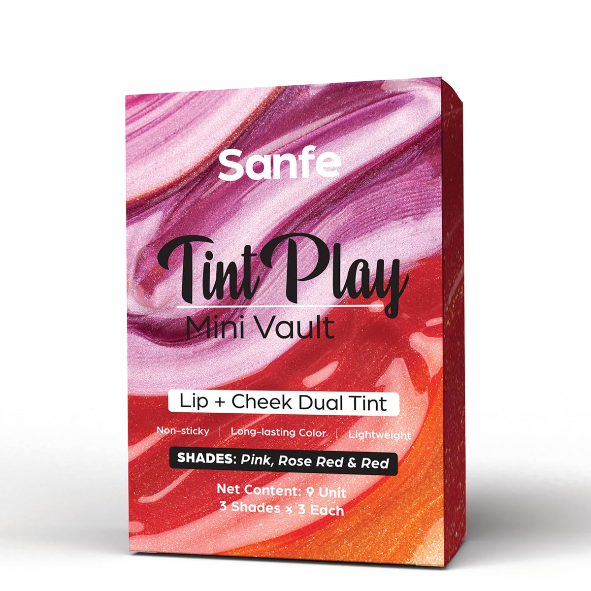 Sanfe Tint Play Mini Vault | Lip + Cheek Dual Tint | Pack of 9 | 3 Shades