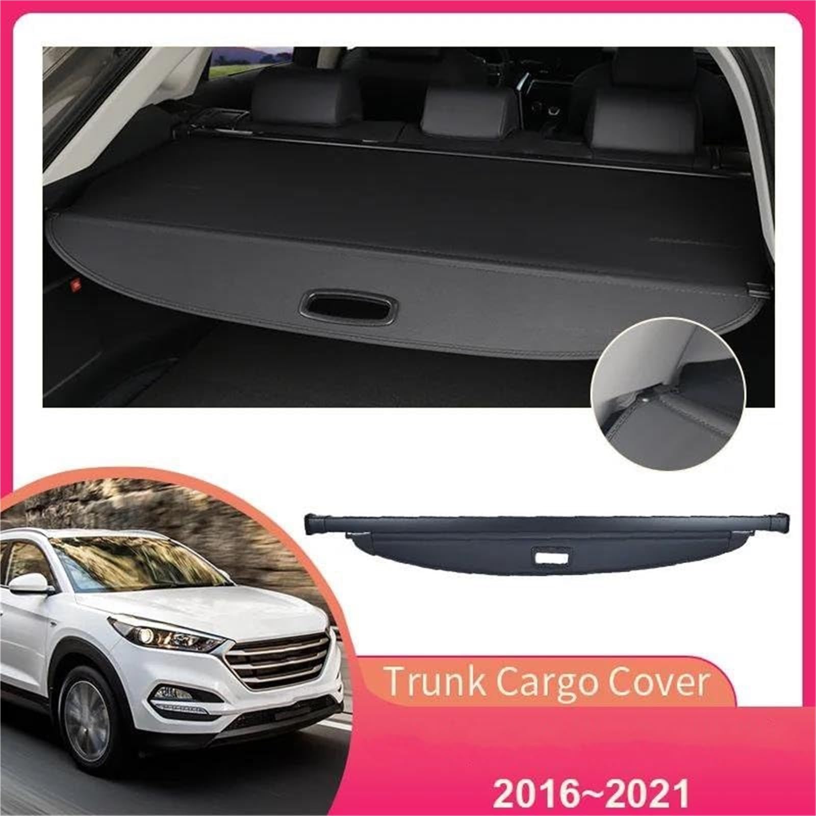 Organizer do przechowywania ładunku z tyłu, XEBRAD Osłona zacieniająca bagaż, dla Hyundai, dla Tucson TL, dla N-Line 2016~2021 osłona prywatności zasłony zacieniające ścianka działowa bezpieczeństwa
