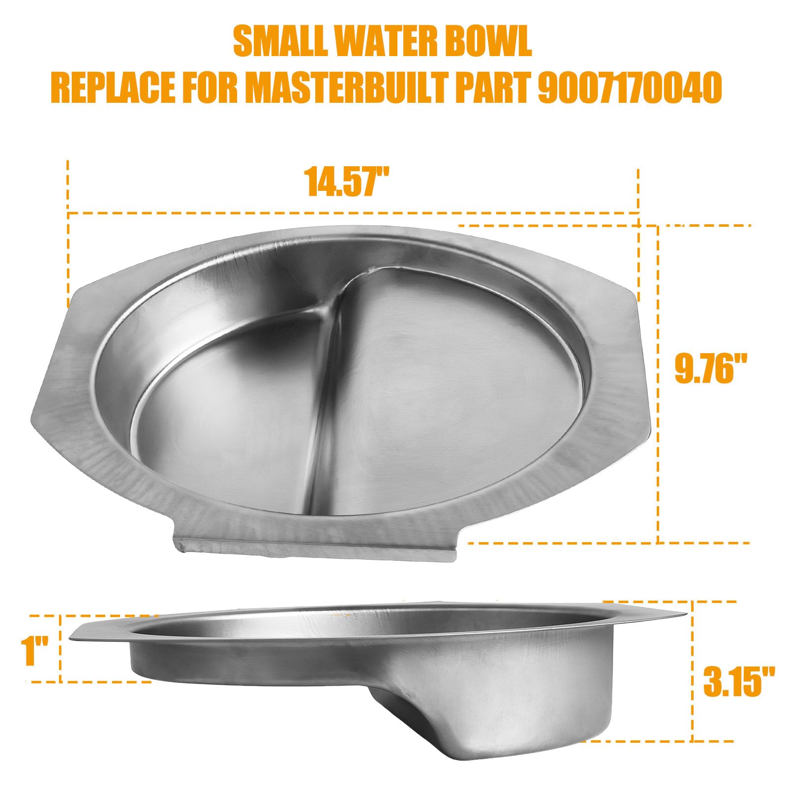 Small Water Bowl for Masterbuilt 30-inch Digital Electric Vertical BBQ Smoker Water Pan Replacement Part for Masterbuilt Original Model 9007170040