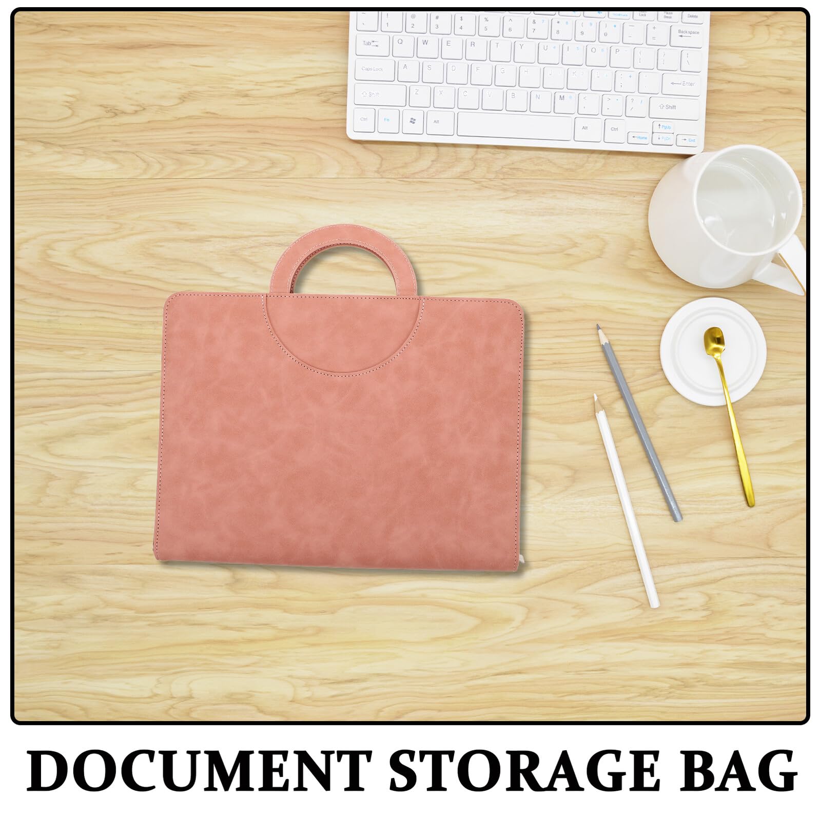 ULTECHNOVO Organizzatore di Documenti Multifunzionale in Pu con Chiusura a Zip, Borsa Portadocumenti A4 per Famiglia e Viaggi, Custodia Morbida per Certificati e Passaporti Rosa