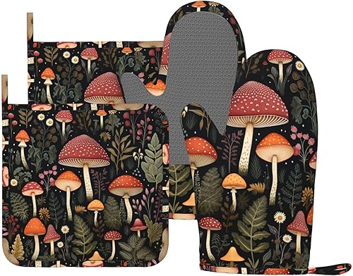 Miniatura 19 de Manoplas de horno y agarradores de ollas de mármol blanco y oro de silicona, accesorios de cocina de 4 piezas, guantes largos resistentes al calor