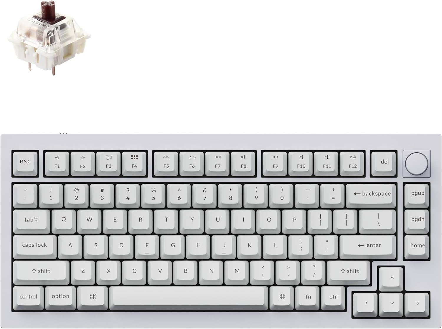 Q1 RGB Wired Custom Mechanical Keyboard, 75% Layout QMK/VIA Programmable Macro with Hot-swappable Gateron G Pro Brown Switch Double Gasket Compatible with Mac Windows Linux (White) -Version 2