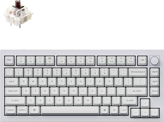 Keychron Q1 RGB Wired Custom Mechanical Keyboard، 75٪ Layout QMK / VIA Programmable Macro with Hot-swappable Gateron G Pro Brown Switch Double Gasket متوافق مع Mac Windows Linux (White) -Version 2