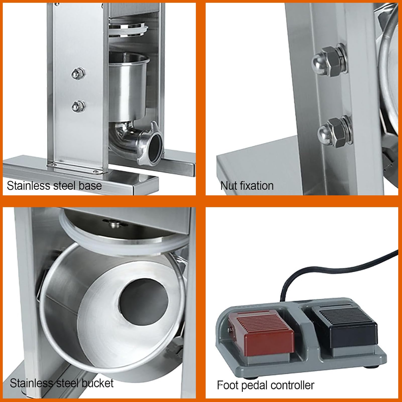 Embutidora De Chorizos, Electrica Maquina De Embutir Chorizos, Vertical Máquina para Embutidos De Acero Inoxidable, con 3 Tubos De Relleno, Capacidad De 3 l, Cubeta Extraíble