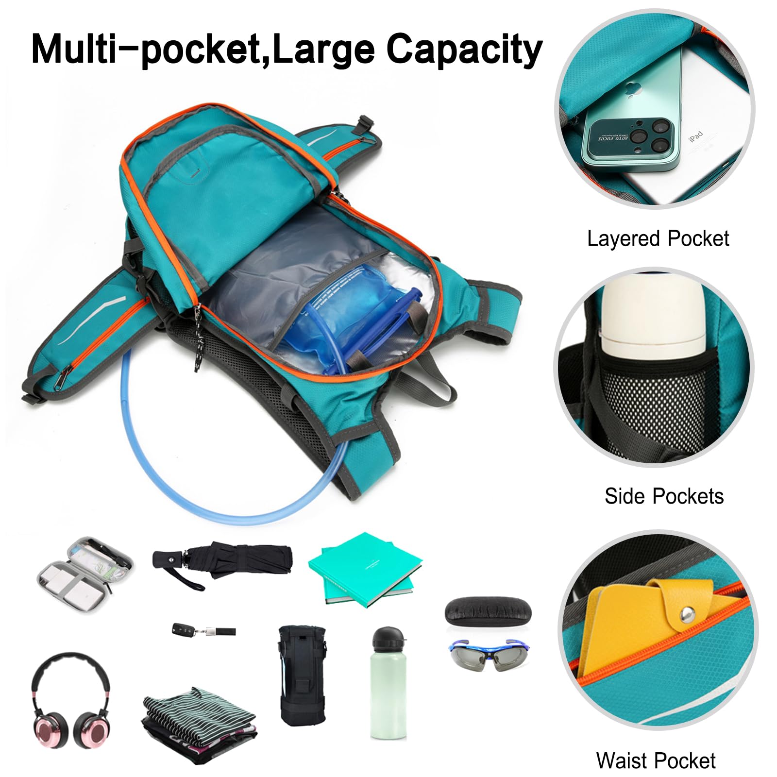 Zaino da Trekking 18L Zaino Impermeabile Leggero Hiking Backpack per Donna Uomo Campeggio Ciclismo Arrampicata Sport Royal Blue