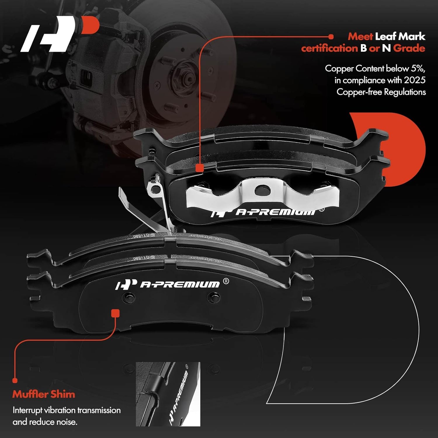 A-Premium Front and Rear Ceramic Brake Pads Set Compatible with Ford and Mercury Models - Explorer, Mountaineer 2006-2010, Explorer Sport Trac 2007-2010, with Hardware, 8-Pack