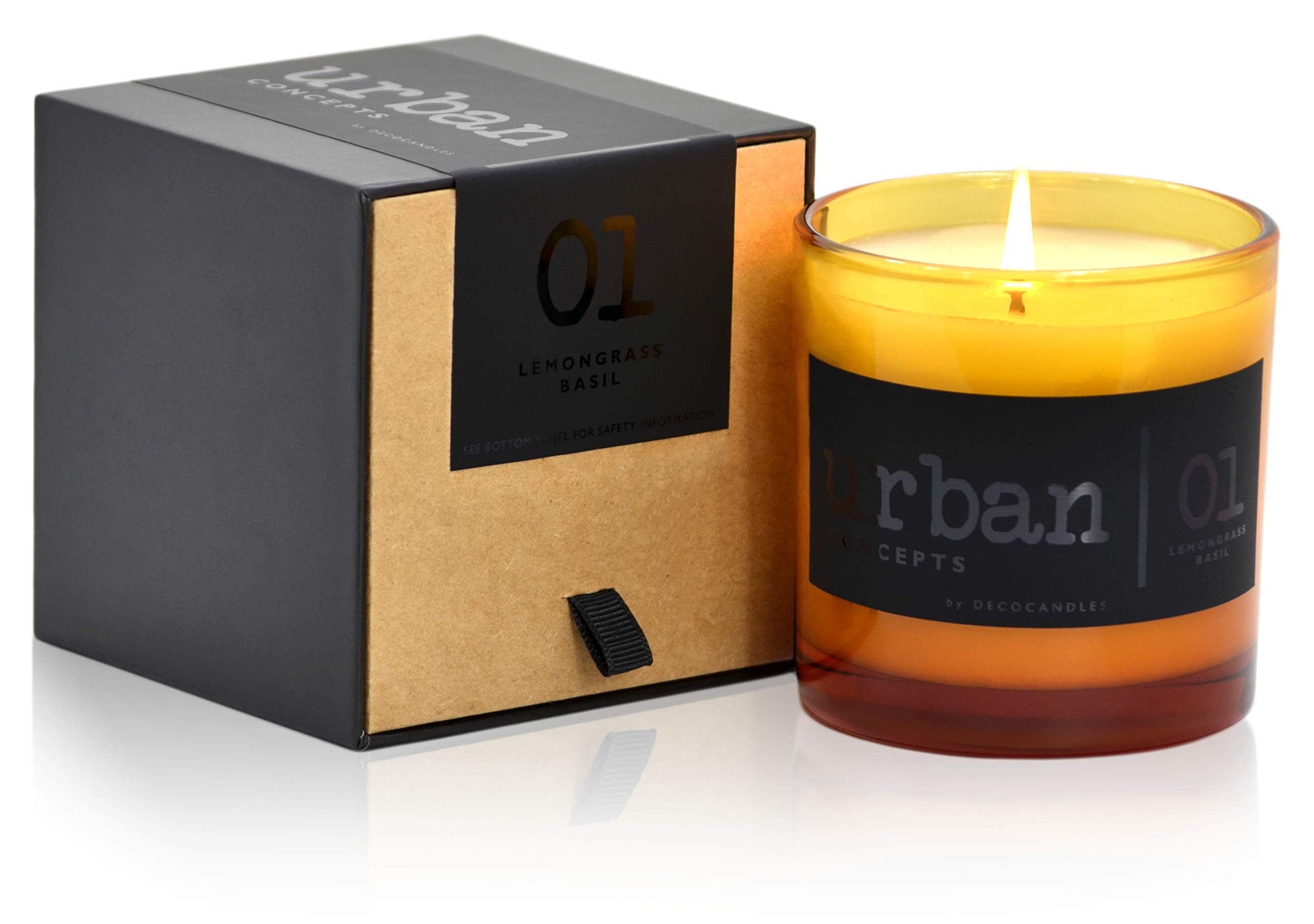 DecoCandleS Urban Concepts Tranquility - Lemongrass & Wild Basil - Highly Scented Soy Candle - Long Lasting - Hand Poured in USA - Signature Scent for The Amanyara Resort Turks & Caicos - 9 Oz.