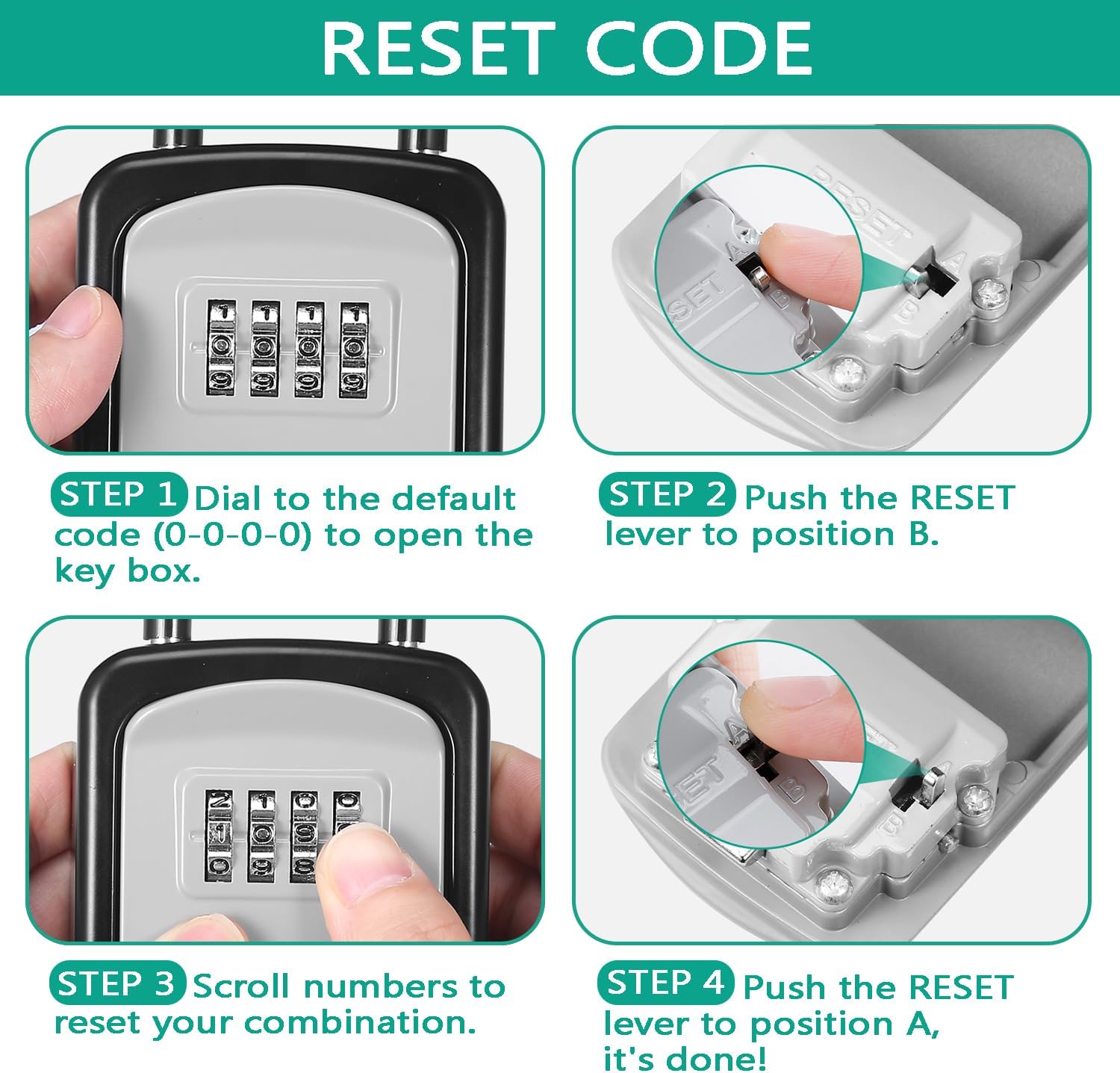 ORIA Key Lock Box, 4 Digit Combination Key Storage Boxes, 2 Pack Key Safe Boxes with Removable Shackle, Weatherproof Indoor Outdoor Key Lock Box, 3.66in