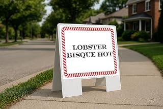 Lobster Bisque Hot Candy Cane Frame Folding Coroplast A-Frame Double Sided 23x23 in. Sign