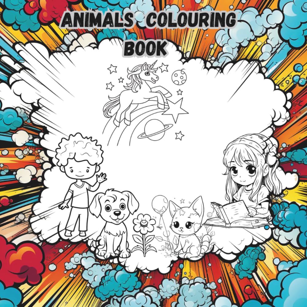 Animal Colouring Book: Easy and Fun for ages 3-9