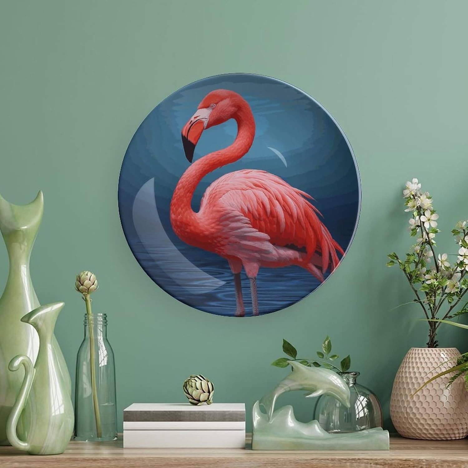 Animal Flamingo Bone China Decorative Plate Exquisite Ornamental Wall Hanging Platter 6/7/8/10 Inch Vintage Art Ceramic Decor Dish for Home Tabletop Decor Housewarming Gift image 5