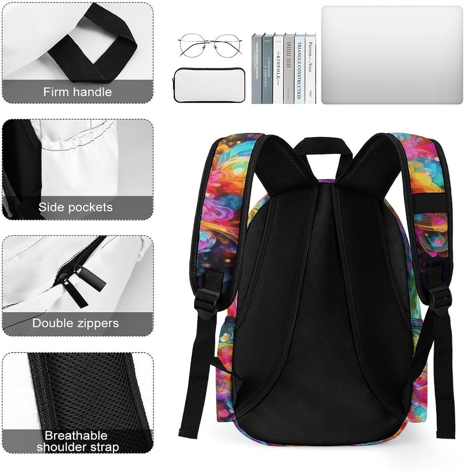 Bright Beautiful Colorful Art Travel Backpack Daypack Computer Bag image 5
