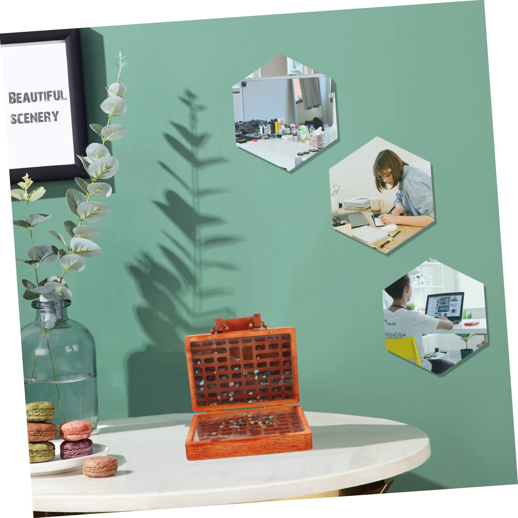 SOIMISS 3pezzi Scatola Organizer Per Pietre e Minerali Legno Con Scomparti Custodia Per Collezione Di Cristalli e Decorazioni Design Elegante e Funzionale Per Appassionati Di Gemme
