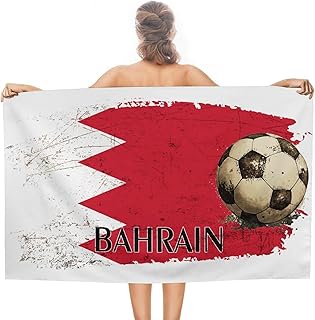 Football Theme Bahrain Beach Bath Towel 31x51 Inch Absorbent No-Shrink Lightweight Global World Flag Travel Trip Adult Bath Towel Spa Hot Tub Pool Towel Travel Towels