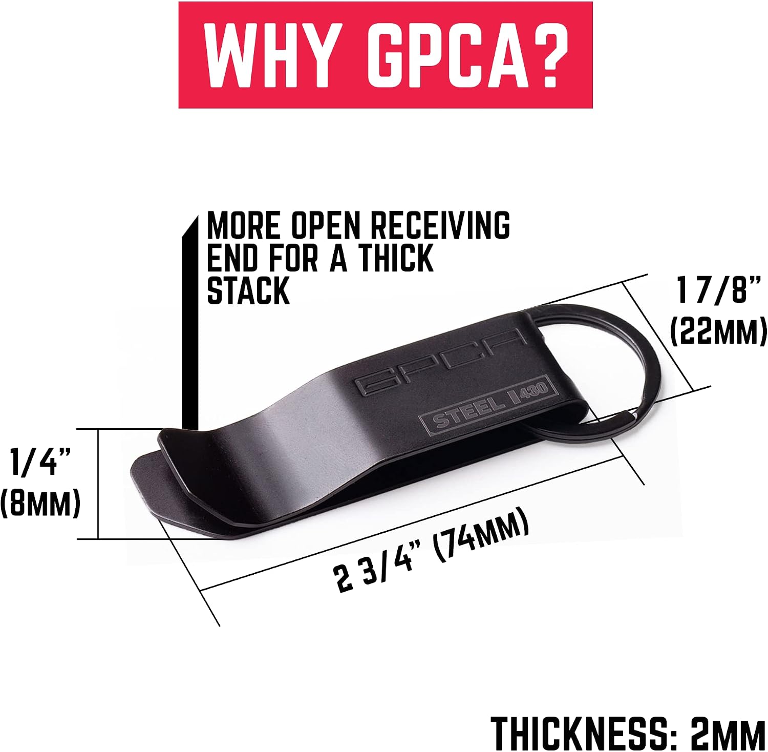 GPCA - GP Money Clip, Belt Key Holder, Heavy-Duty Keychain Clip for Outdoor and Daily Use, Handy 7 Slot Wrangler Grill Pattern, Stainless Steel, Gift for wrangler owner - Jet Black
