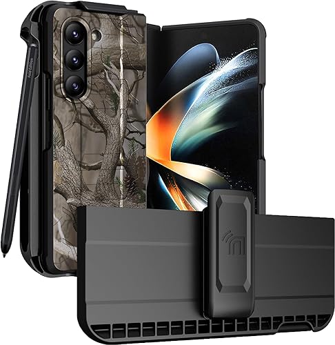 Funda con clip y ranura para S Pen para Galaxy Z Fold 5 5G, cubierta táctica Nakedcellphone y cinturón de cadera, soporte para teléfono Samsung Z