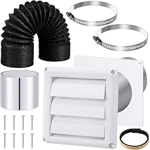 Glooglitter Dryer Vent Kit 4 Inch Dryer Ducting Tube Vent Hose Connector Wall Ducting Kit for Air Circulation Black