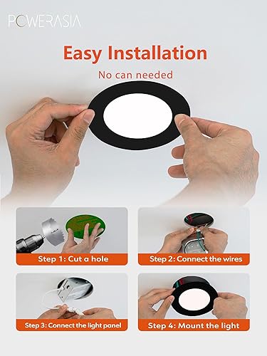 Miniatura 4 de Paquete de 12 luces empotrables de 6 pulgadas con caja de conexiones, 5CCT de 6 pulgadas, luces LED empotrables negras regulables 2700 K3000 K4000