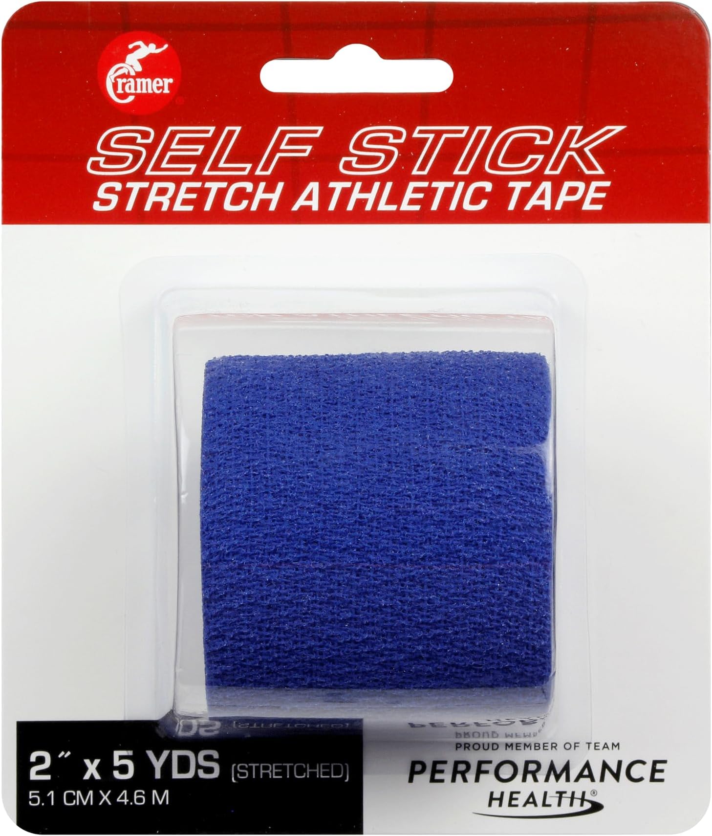 Cramer Eco-Flex Self-Stick Stretch Tape, Cohesive Tape, Flexible Elastic Sports Tape, Athletic Training Room Supplies, Easy Tear & Self-Adherent Bandage Wrap, Single 5 Yard Roll, Blue