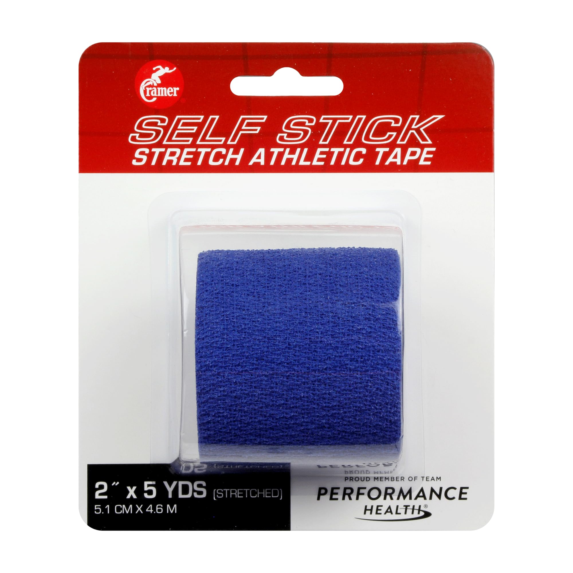 Cramer Eco-Flex Self-Stick Stretch Tape, Cohesive Tape, Flexible Elastic Sports Tape, Athletic Training Room Supplies, Easy Tear & Self-Adherent Bandage Wrap, Single 5 Yard Roll, Blue