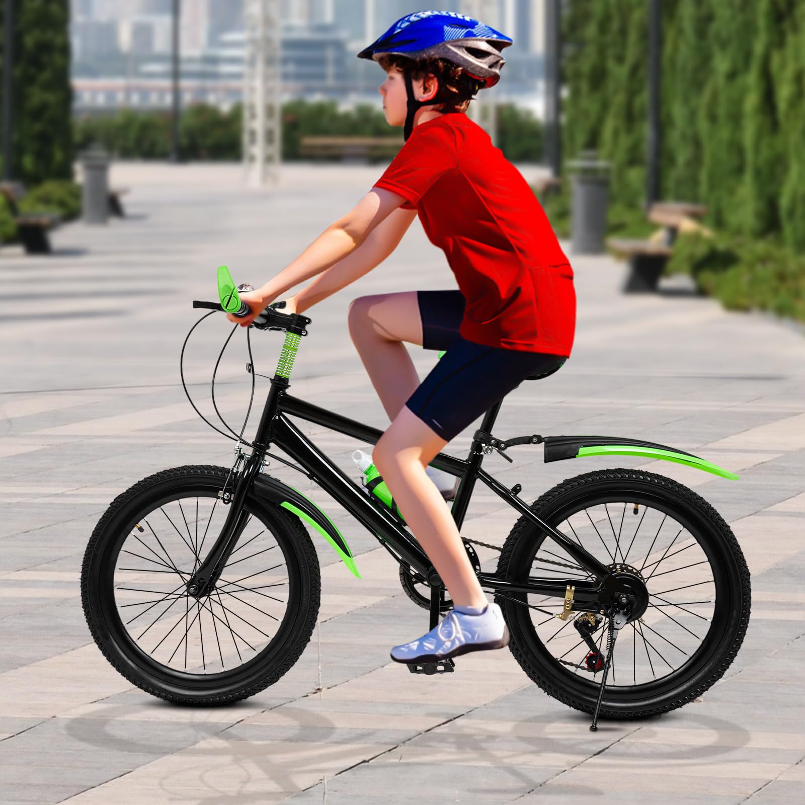 VTT de 20 pouces avec 7 vitesses, réglable, chaîne de positionnement de vitesse, vélo pour garçons et filles de 8 à 13 ans, charge maximale : 85 kg