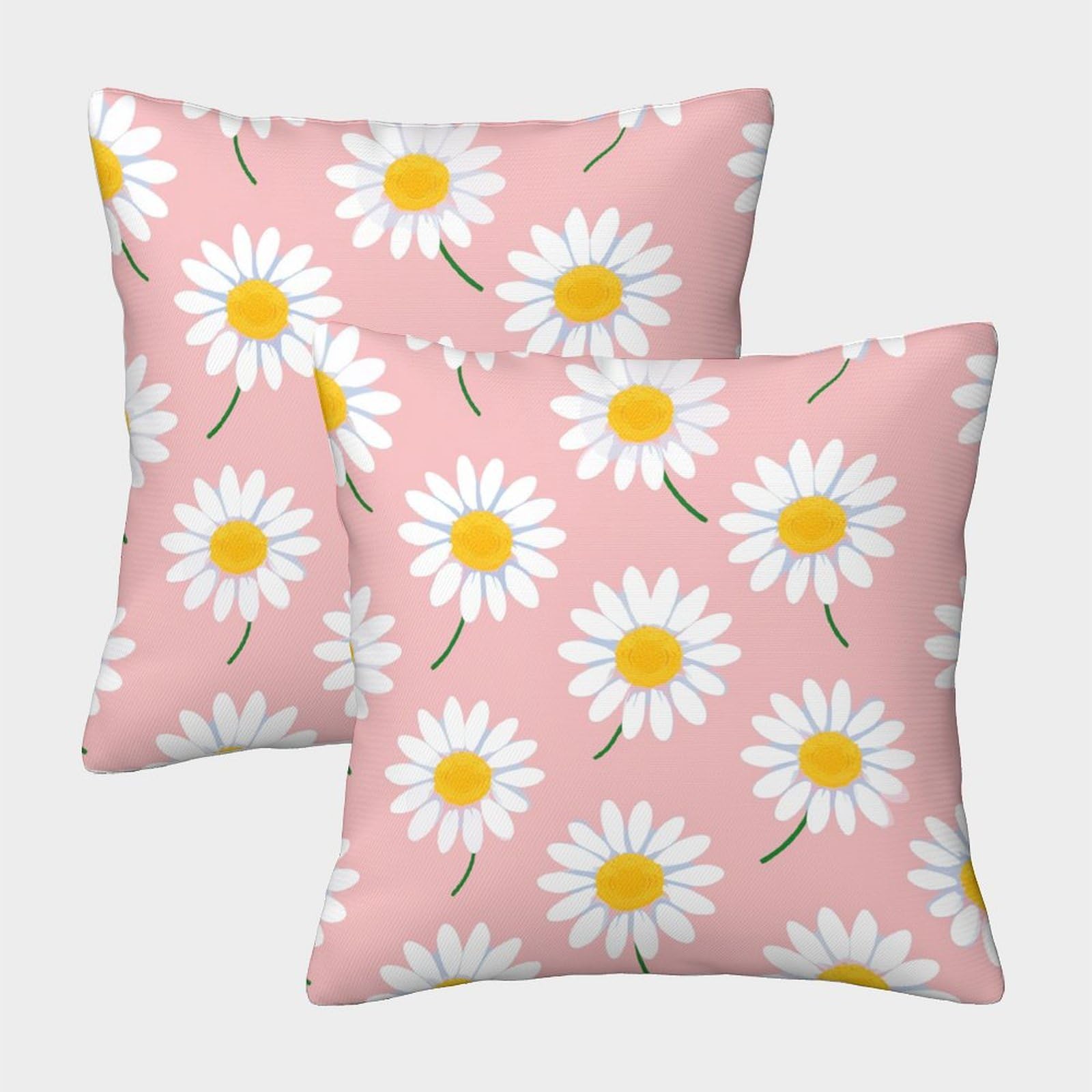 Gparsddio Style Daisy Square Cushion Covers 2Pc Set Invisible Zipper Decorative Throw Pillow For Home Decor Sofa Bedroom 40X40cm