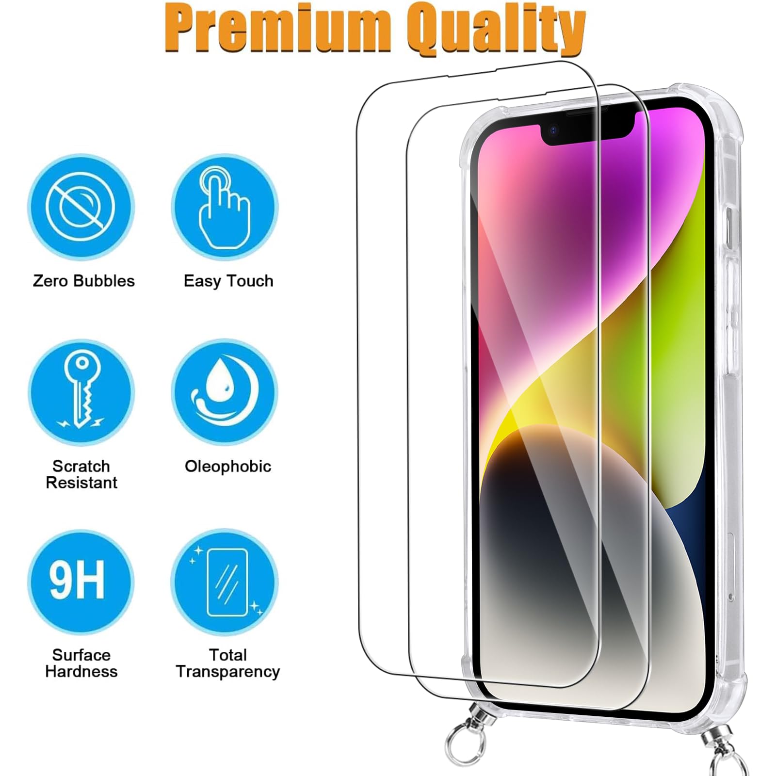 Vaykwo Cover con Cordino per iPhone 14 / iPhone 13 6.1'',Custodia con Regolabile Collana per iPhone 14 / iPhone 13, Protezione Completa a 360 Gradi Trasparente Case con Laccio Tracolla, Nero Vaykwo Cover con Cordino per iPhone 14 / iPhone 13 6.1'',Custodia con Regolabile Collana per iPhone 14 / iPhone 13, Protezione Completa a 360 Gradi Trasparente Case con Laccio Tracolla, Nero