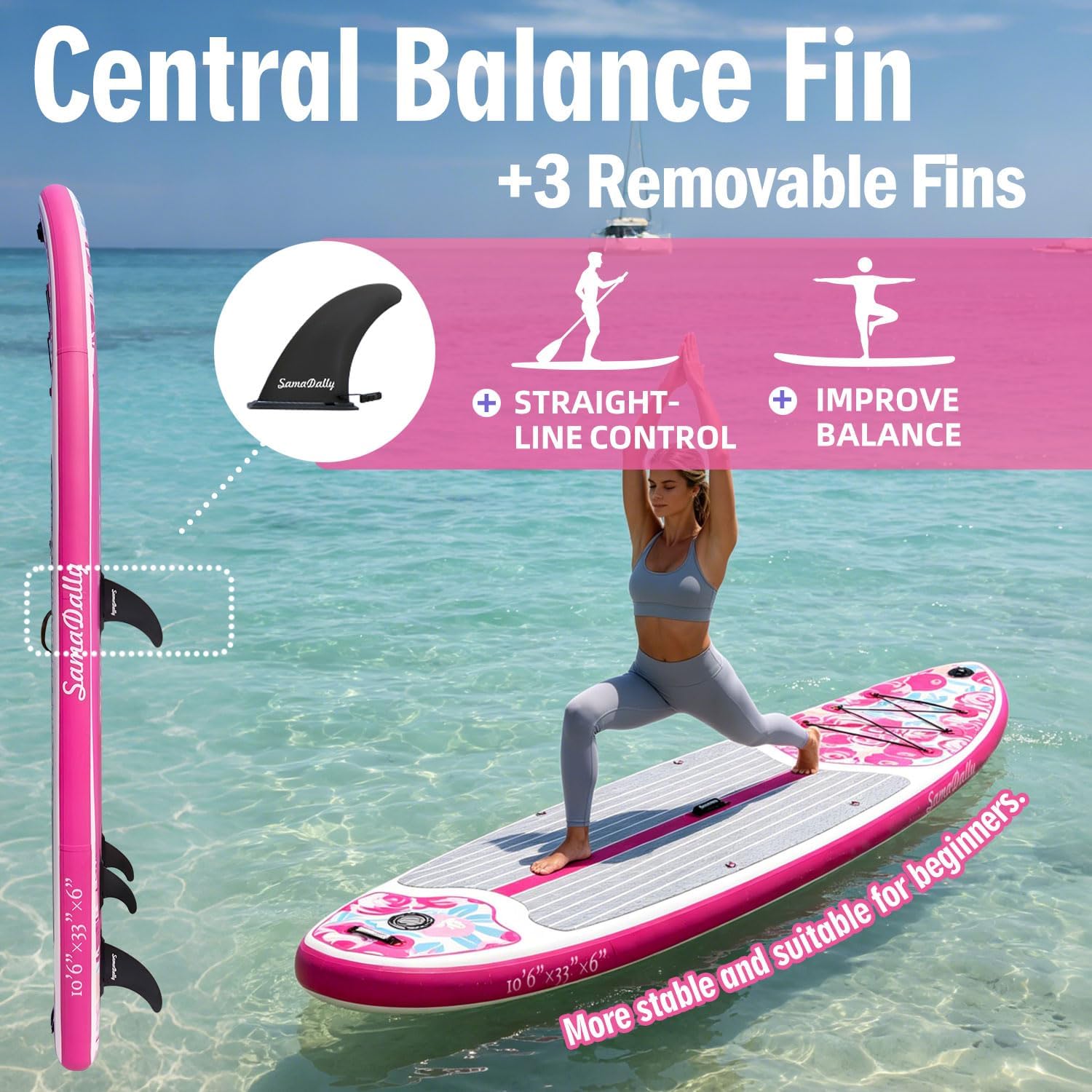 Inflatable Stand Up Paddle Board - Ultra Stable Wide Paddle Boards of All Skill Levels, Full-Color Gradient Design, Anti-Slip EVA Deck with Premium Accessories