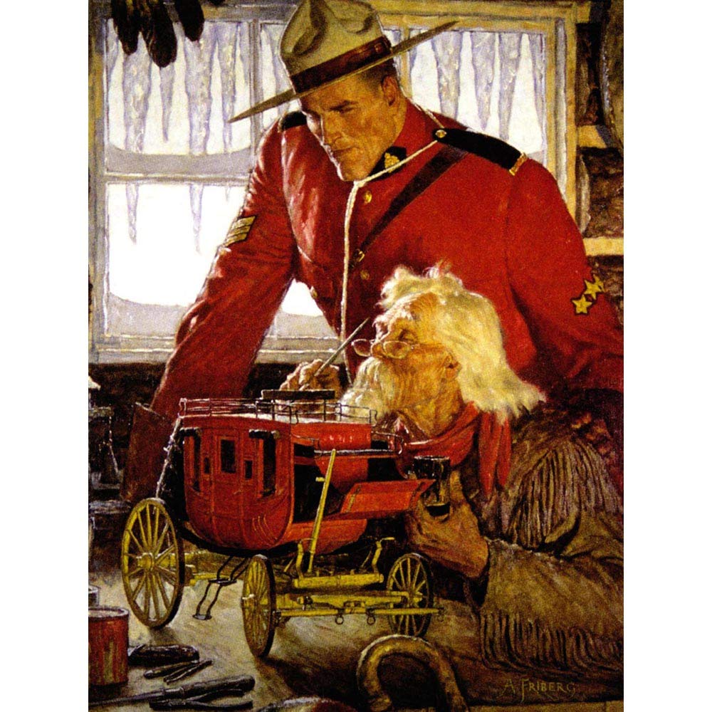 Wee Blue Coo Painting Illustration Mountie Model Canada Carriage Friberg Art Print Poster Wall Decor 12X16 Inch