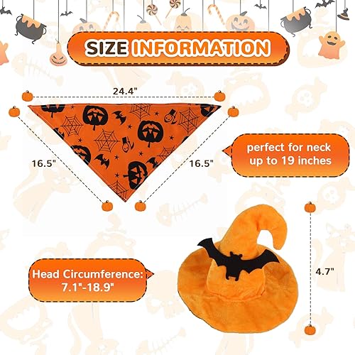 Miniatura 6 de Disfraces de Halloween para perro, lindo y divertido sombrero de mago y calabaza para perro, bandana de Halloween, disfraz de cachorro para gatos,