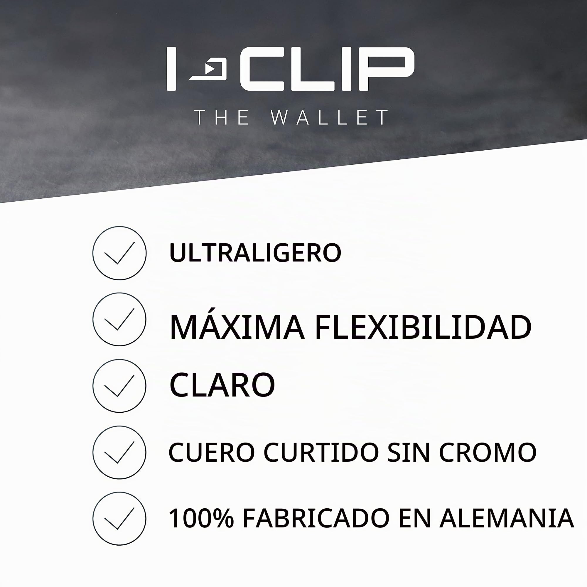 I-CLIP Original Mini Billetera con Clip - Cartera Slim - Cuero Premium - Tarjetero - Sol Luna Tierra
