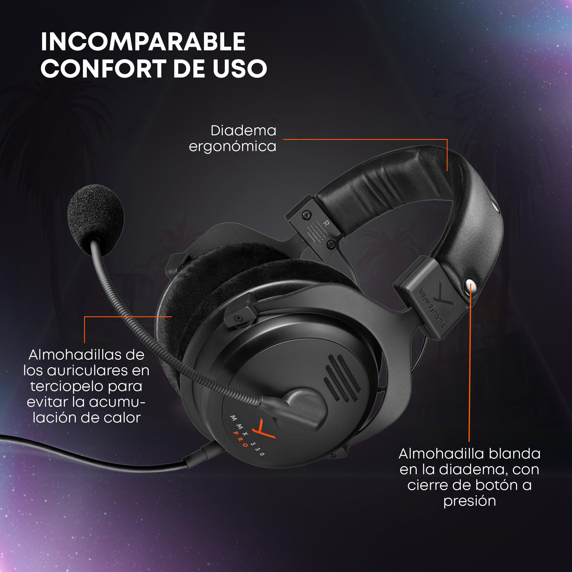 beyerdynamic MMX 330 Pro Auriculares para Juegos con Parte Posterior Abierta, Controladores Stellar.45 y micrófono de Condensador, Auriculares para Juegos con Cable Fabricados en Alemania