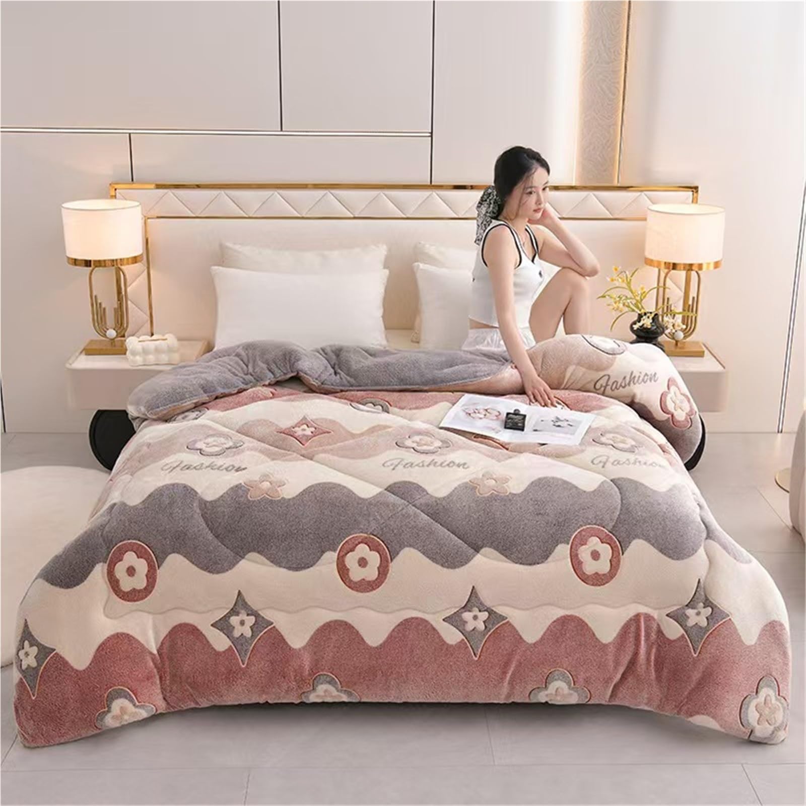 LLiuvcc Super Warm Thickened Lamb Quilt Winter Blanket，Breathable Fluffy Plush Double Sided Velvet Blanket for Home Bedroom(Color12,200x230cm(5KG))