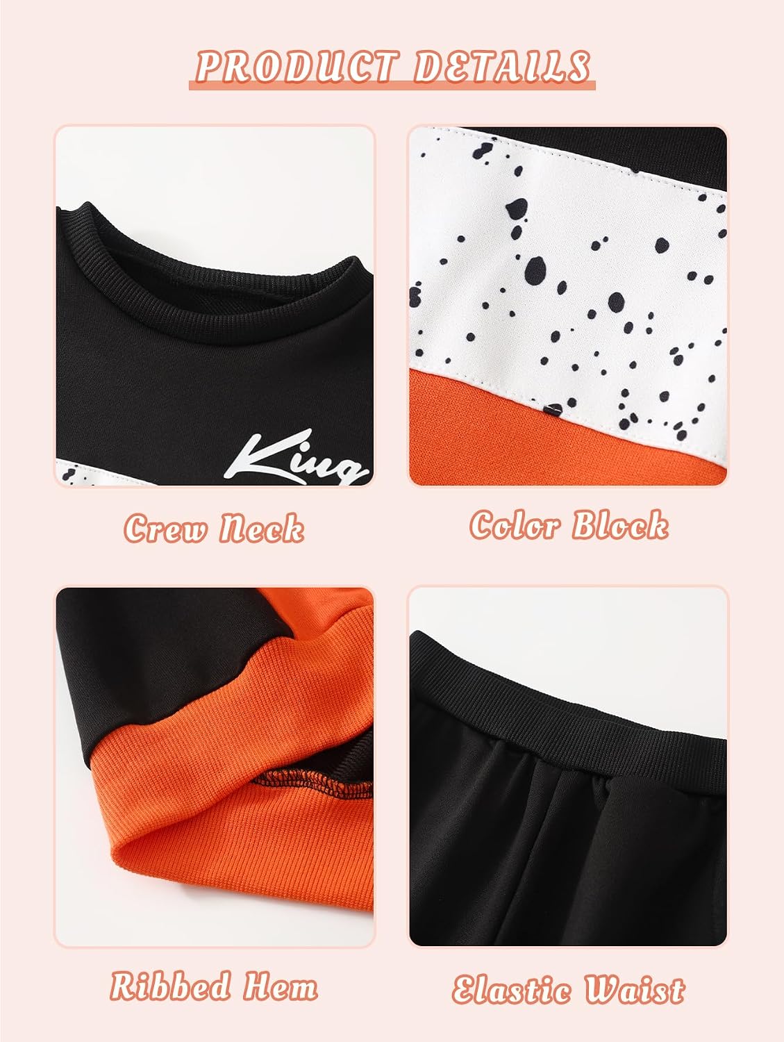 Kids Boys Clothes Color Block Sweatshirt and Jogger Pants Set Outfit