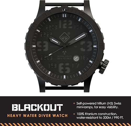 Vista 19 de HAZARD 4 Heavy Water Diver™ : Titanium Tritium Dive-Watch BlackTie Blanco