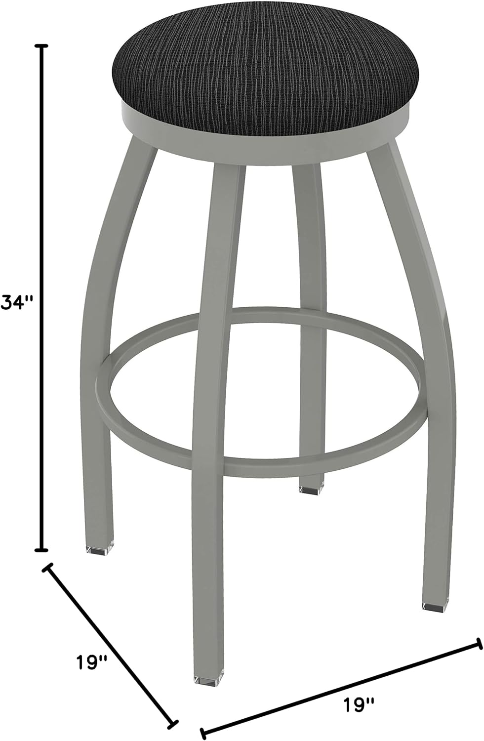 HBS 802 Misha 36" Swivel Extra Tall Bar Stool with Anodized Nickel Finish and Graph Coal Seat
