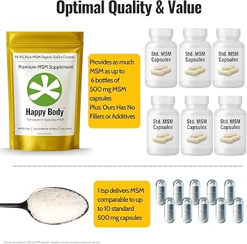 Organic Sulfur Crystals | 99.9% Pure MSM Crystals for Joint Support, Recovery, Hair, Skin & Nails | 90 Servings | 1 lb Bag