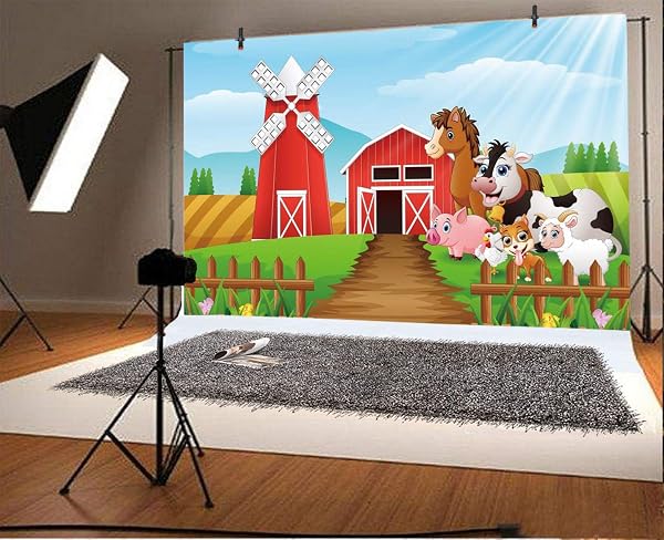 Yeele 8x6ft Cartoon Farm Pasture Backdrop: HD Print Quality Tested