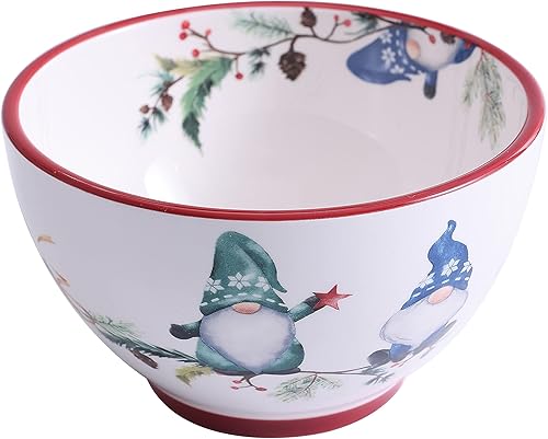Miniatura 6 de Bico Juego de vajilla de cerámica de 12 piezas de gnomos de Navidad, servicio para 4, incluye platos llanos de 11 pulgadas, platos de ensalada de