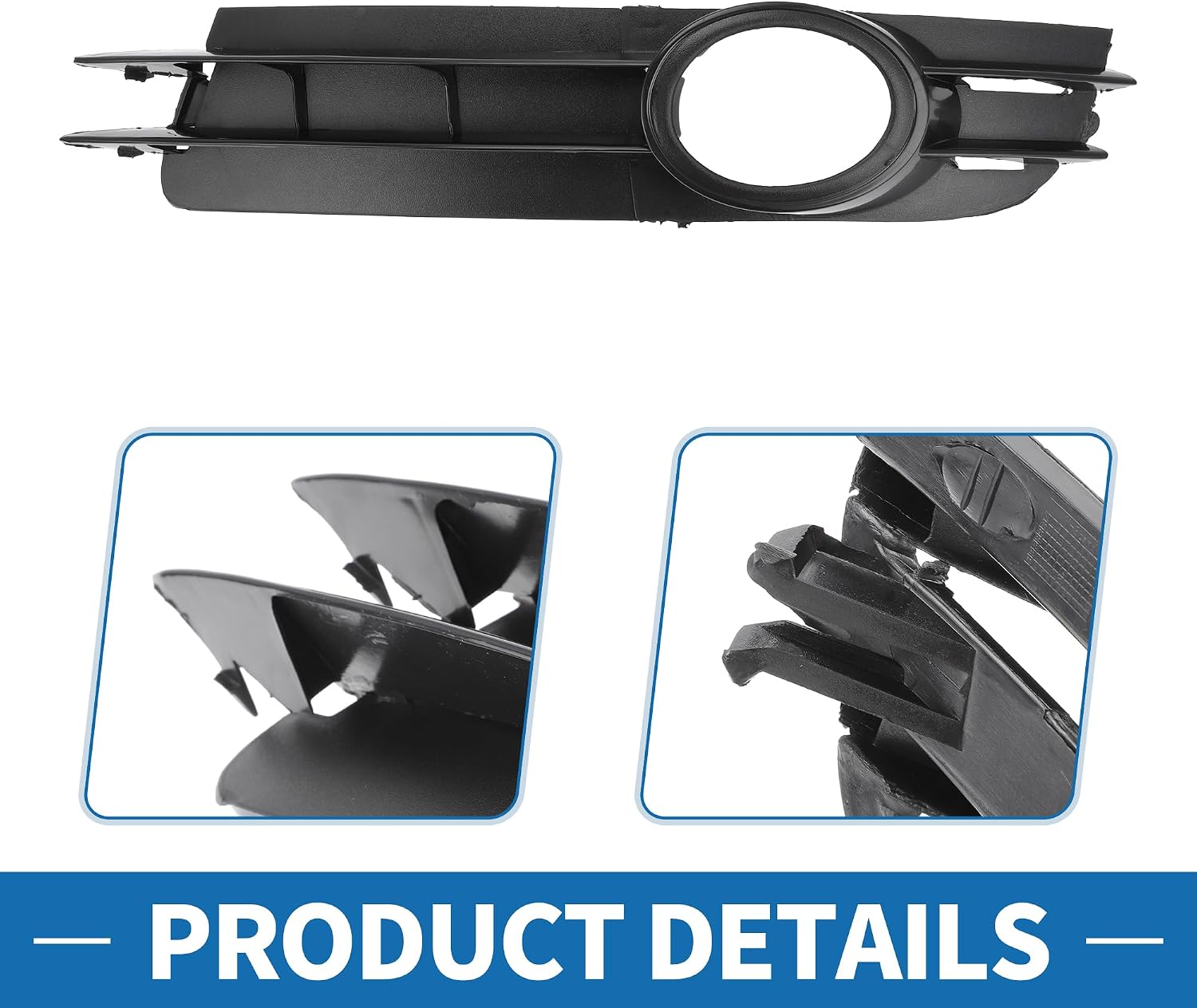 Fog Light Grill No.4F0807682A01C/4F0807681A01C 21.06"x4.06" Front Lower Bumper Fog Light Cover Inserts for Audi A6 2005-2008 ABS Black