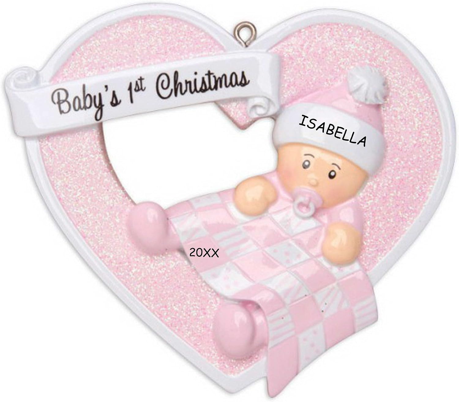 Personalized Heartily Yours Baby's First Christmas Ornament (Girl)