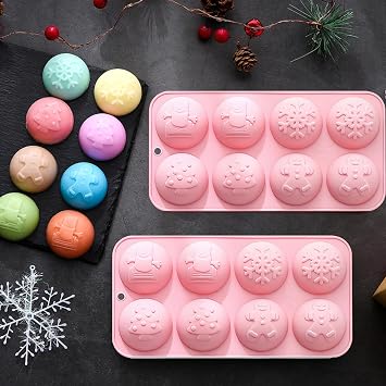 Christmas Silicone Mold Set, 8-Cavity, 23x12 cm, Pink, 2 Pack