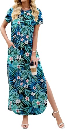 Heymoments Summer Dress for Women Short Sleeve with Pockets