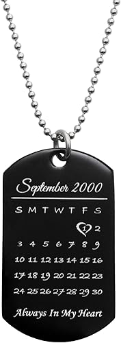 Miniatura 2 de Queenberry - Collar de acero inoxidable grabado con láser, para fechafototexto, regalo de cumpleaños, San Valentín, aniversario, para esposo, esposa