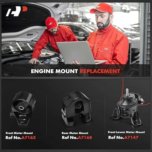 Miniatura 2 de A-Premium Kit de montaje de motor y transmisión compatible con Hyundai Sonata 2006 2007 2008 2.4L 3.3L, juego de 3 piezas, repuesto # 218103K850,